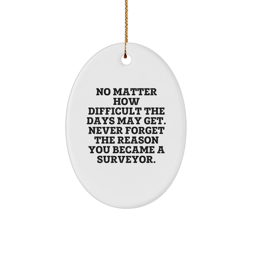 Funny Surveyor Oval Ornament Gifts for Men Women Friends Family from Friends - Never Forget Your Passion - White Oval Shaped Christmas Unique Gifts - Image 1