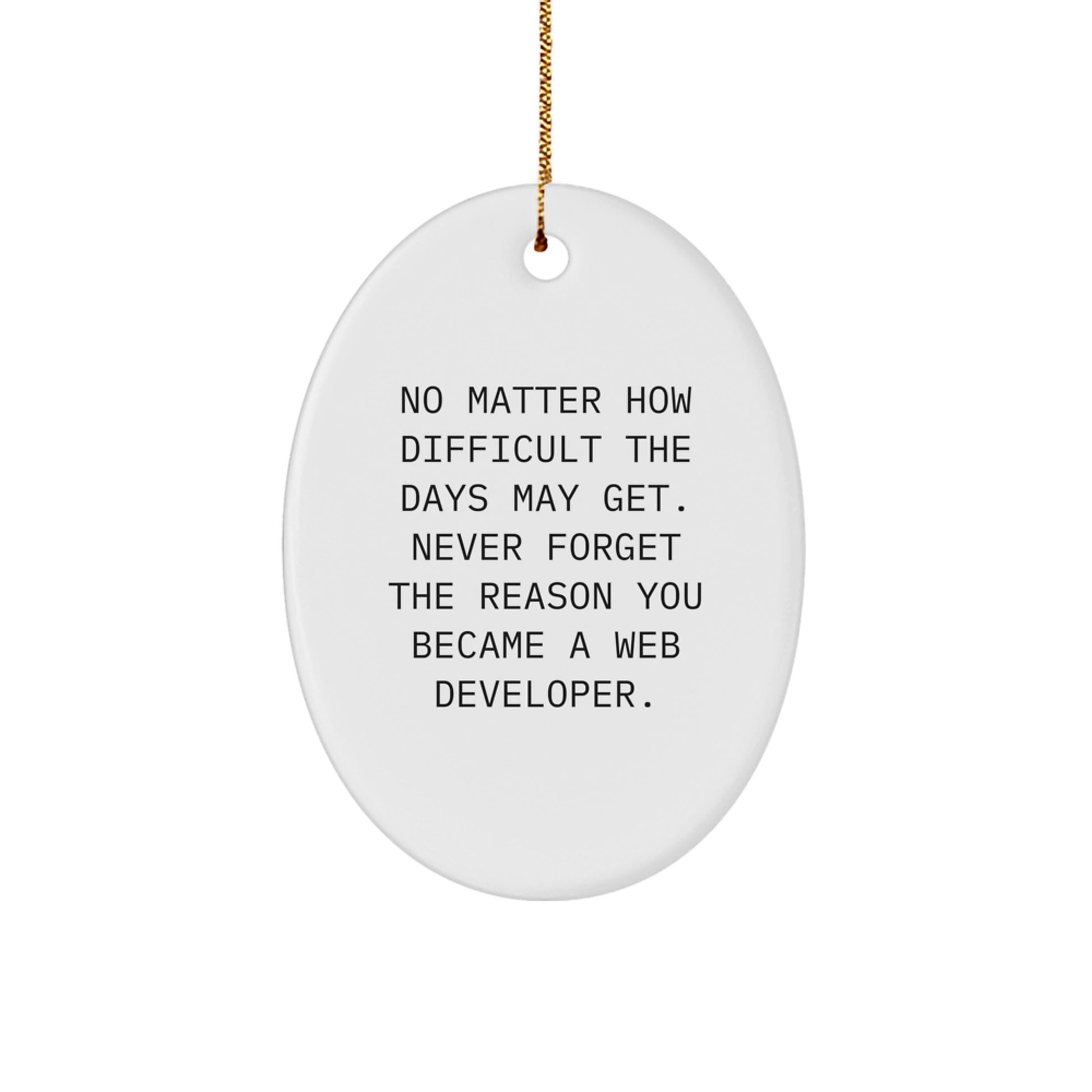 Funny Inspirational Web Developer Christmas Oval Ornament Gifts from Friends for Coworkers - Image 1