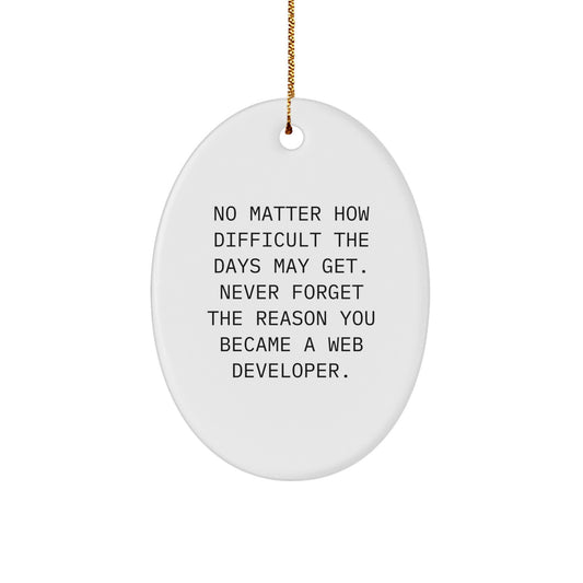 Funny Inspirational Web Developer Christmas Oval Ornament Gifts from Friends for Coworkers - Image 1