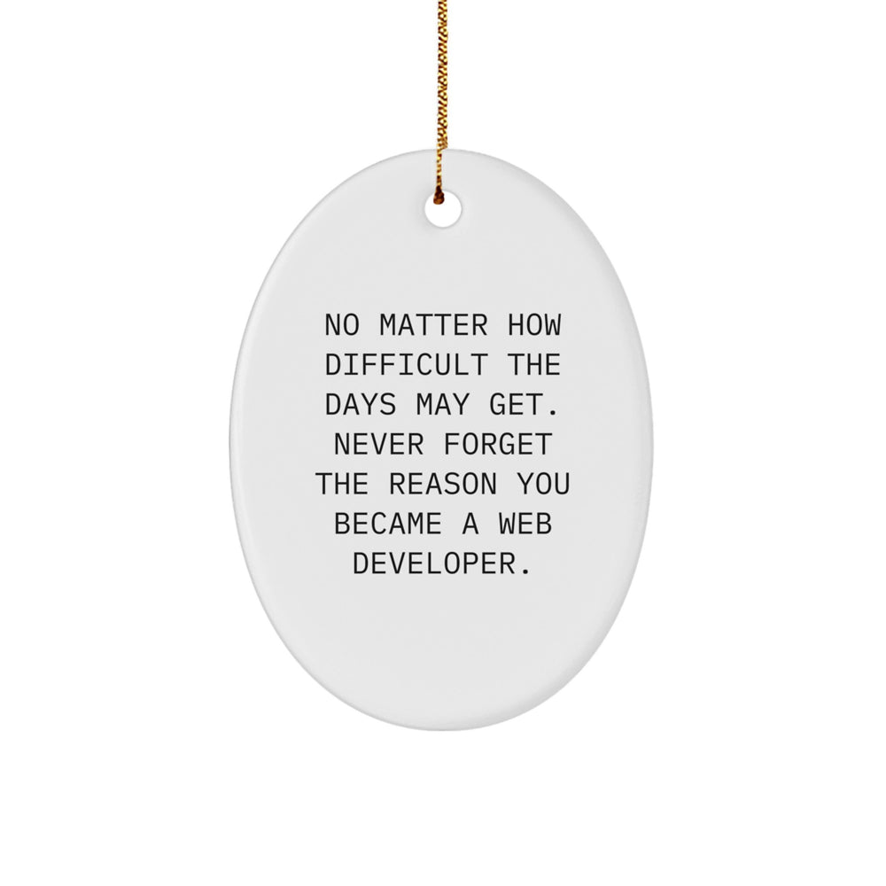 Funny Inspirational Web Developer Christmas Oval Ornament Gifts from Friends for Coworkers - Image 1