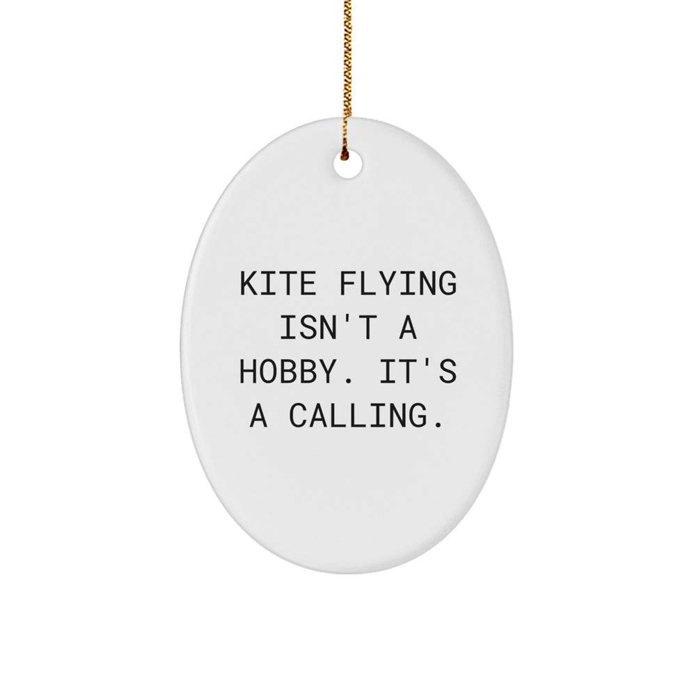 Kite Flying Oval Ornament Funny Gift from Friends for Kite Enthusiasts on Christmas Unique Gifts - Image 1