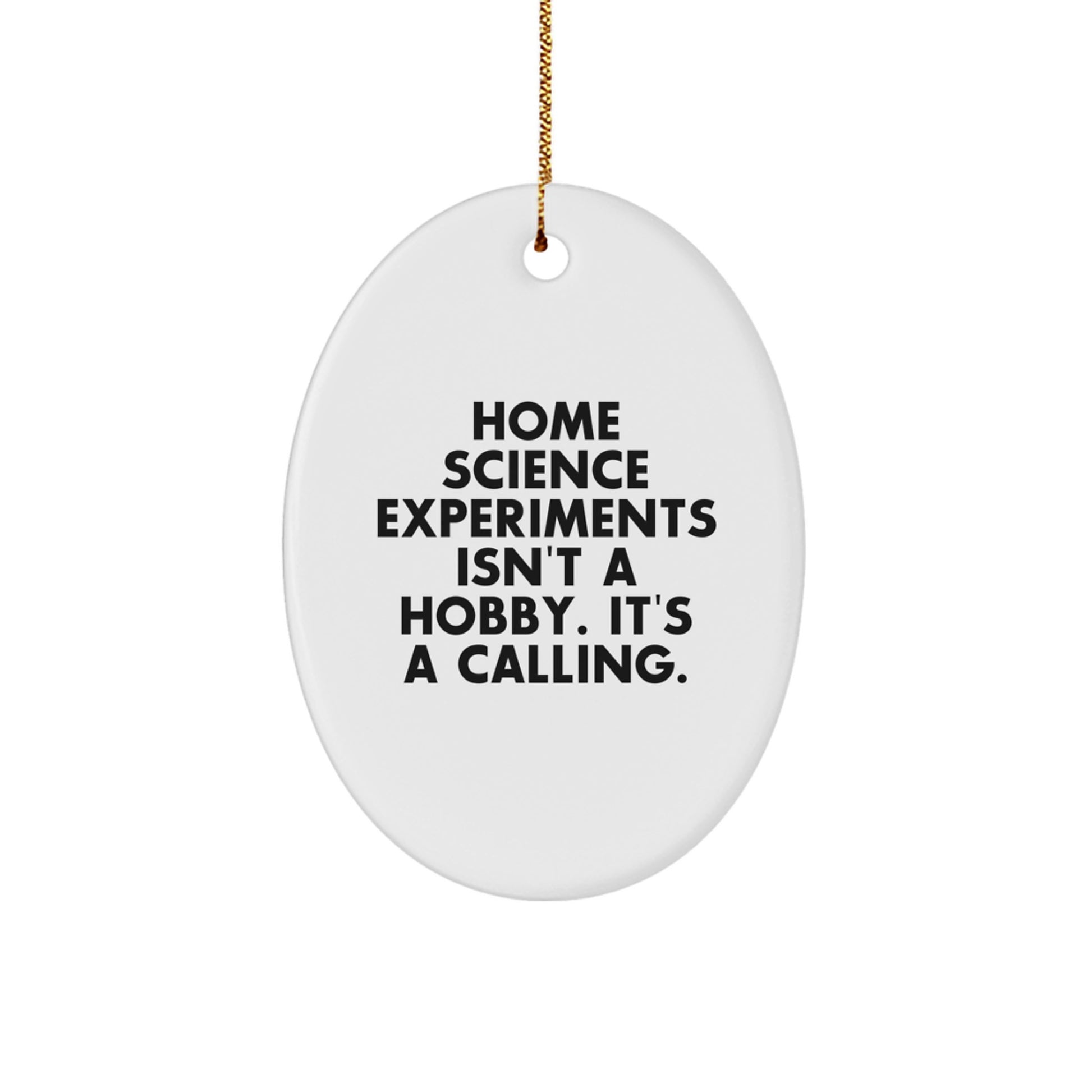 Home Science Experiments Gifts for Friends, Oval Ornament - A Funny Quote from 'Home Science Experiments Isn't A Hobby. It's A Calling.' - Christmas Unique Gifts from Men to Family - Image 1
