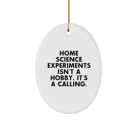 Home Science Experiments Gifts for Friends, Oval Ornament - A Funny Quote from 'Home Science Experiments Isn't A Hobby. It's A Calling.' - Christmas Unique Gifts from Men to Family - Image 1