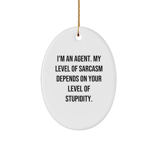 Funny Agent Christmas Oval Ornament Gifts from Friends, Coworkers, Family - Sassy Agent Agent Oval Shaped Decorations - Image 1