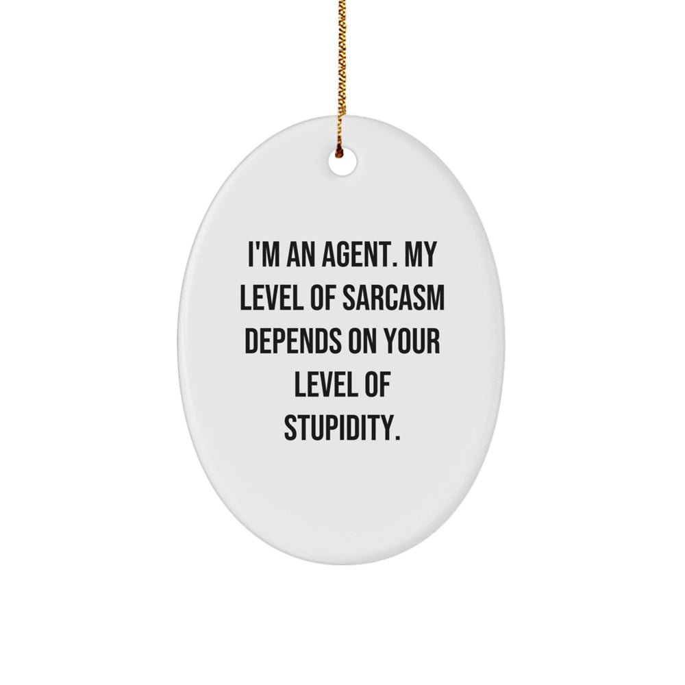 Funny Agent Christmas Oval Ornament Gifts from Friends, Coworkers, Family - Sassy Agent Agent Oval Shaped Decorations - Image 1