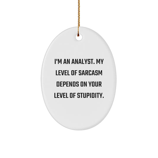 Funny Analyst Gift, Oval Ornament for Colleagues, Friends, Family Christmas Unique Presents from Men, Women, Coworkers - Image 1