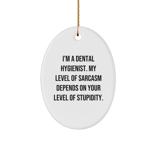 Dental Hygienist Oval Ornament, Funny Sarcasm Humor Quote Gifts for Dental Hygienist, Christmas Unique Gifts from Family Friends Coworkers - Image 1