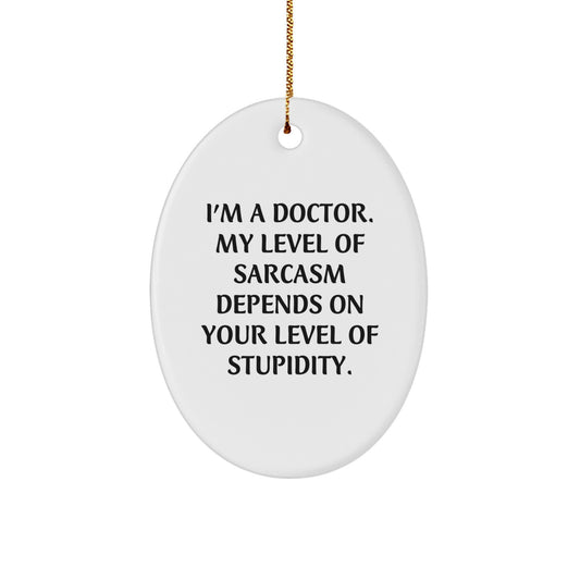 Funny Doctor Gift for Him - Oval Ornament with I'm A Doctor Sarcasm Quote, Gifts from Men to Doctor Friends, Unique Christmas Unique Gifts - Image 1