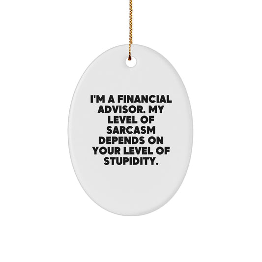 Funny Financial Advisor Gifts for Men or Women, Oval Ornament with Sarcasm Quote, Gifts from Friends or Family, Christmas Unique Gifts - Image 1