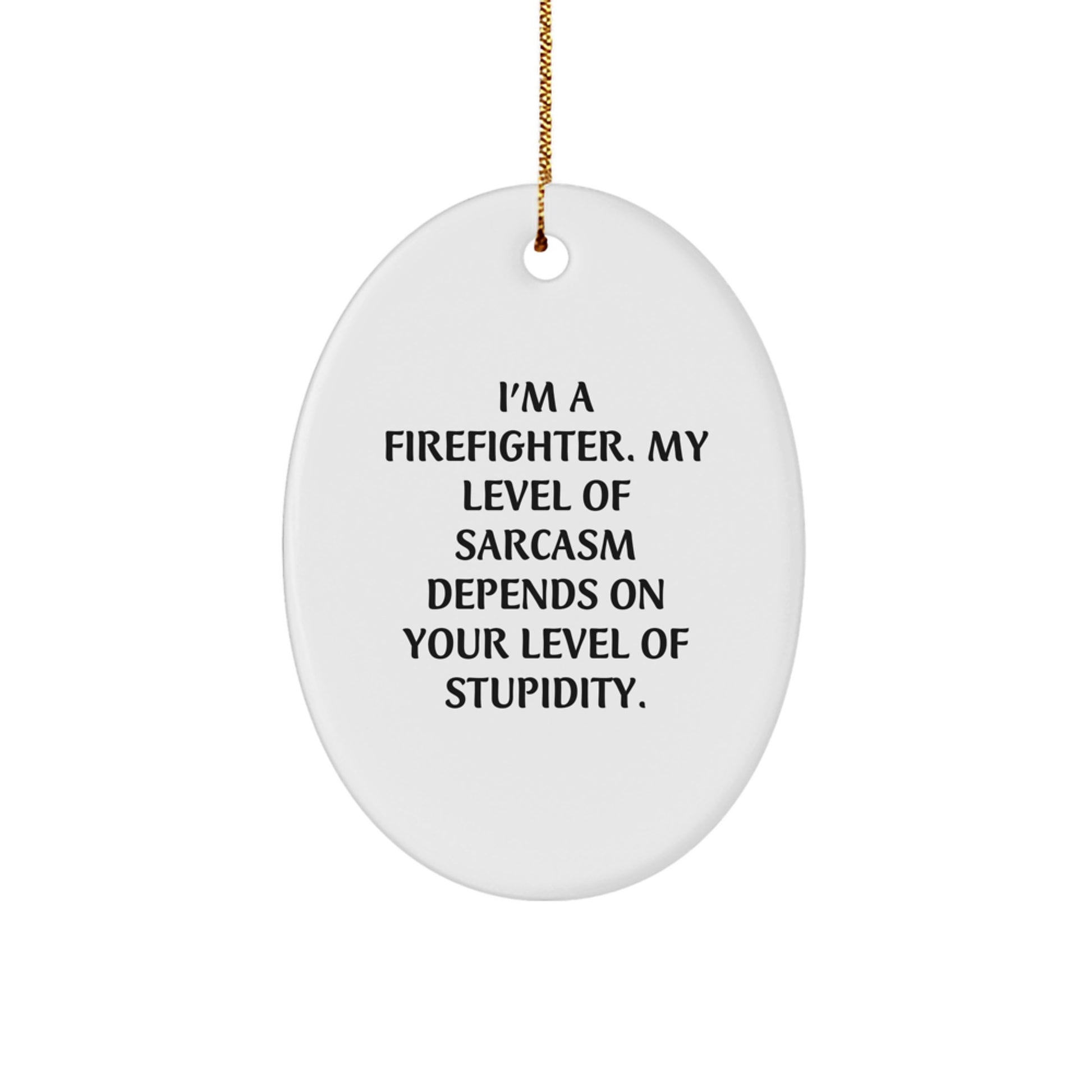 Funny Firefighter Christmas Unique Gifts for Firefighter Men from Friends, Oval Ornament with I'm a Firefighter Sarcasm Quote, Unique Christmas Unique Gifts - Image 1
