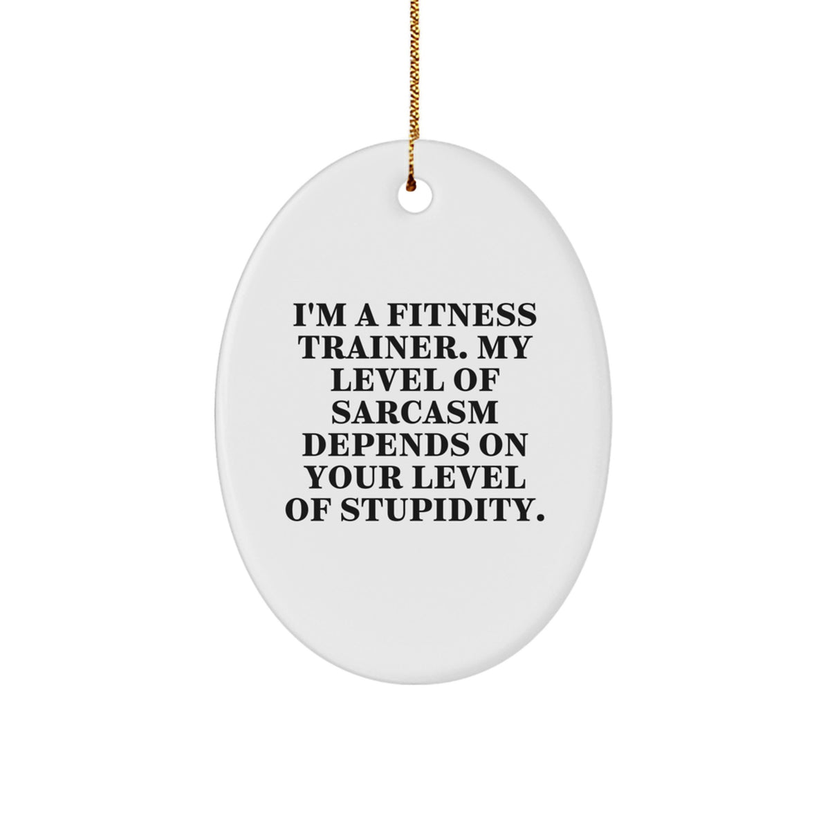 Funny Fitness Trainer Gifts for Men - Oval Ornament with I'm A Fitness Trainer Sarcasm Quote, Christmas Unique Gifts from Family - Image 1