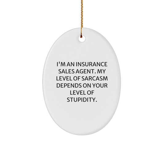 Funny Sarcasm Insurance Sales Agent Gifts for Men, Oval Ornament Christmas Unique Presents from Friends, Coworkers, Family - Image 1