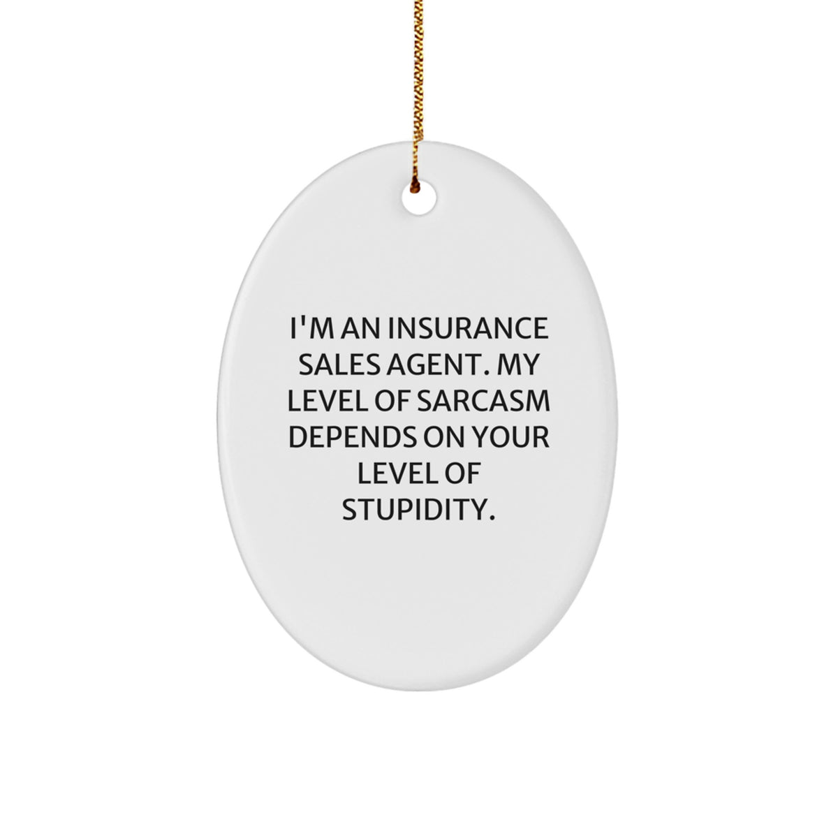 Funny Sarcasm Insurance Sales Agent Gifts for Men, Oval Ornament Christmas Unique Presents from Friends, Coworkers, Family - Image 1