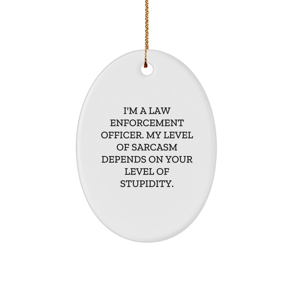 Funny Sarcasm Law Enforcement Officer Oval Ornament Gifts from Friends for Christmas - Image 1
