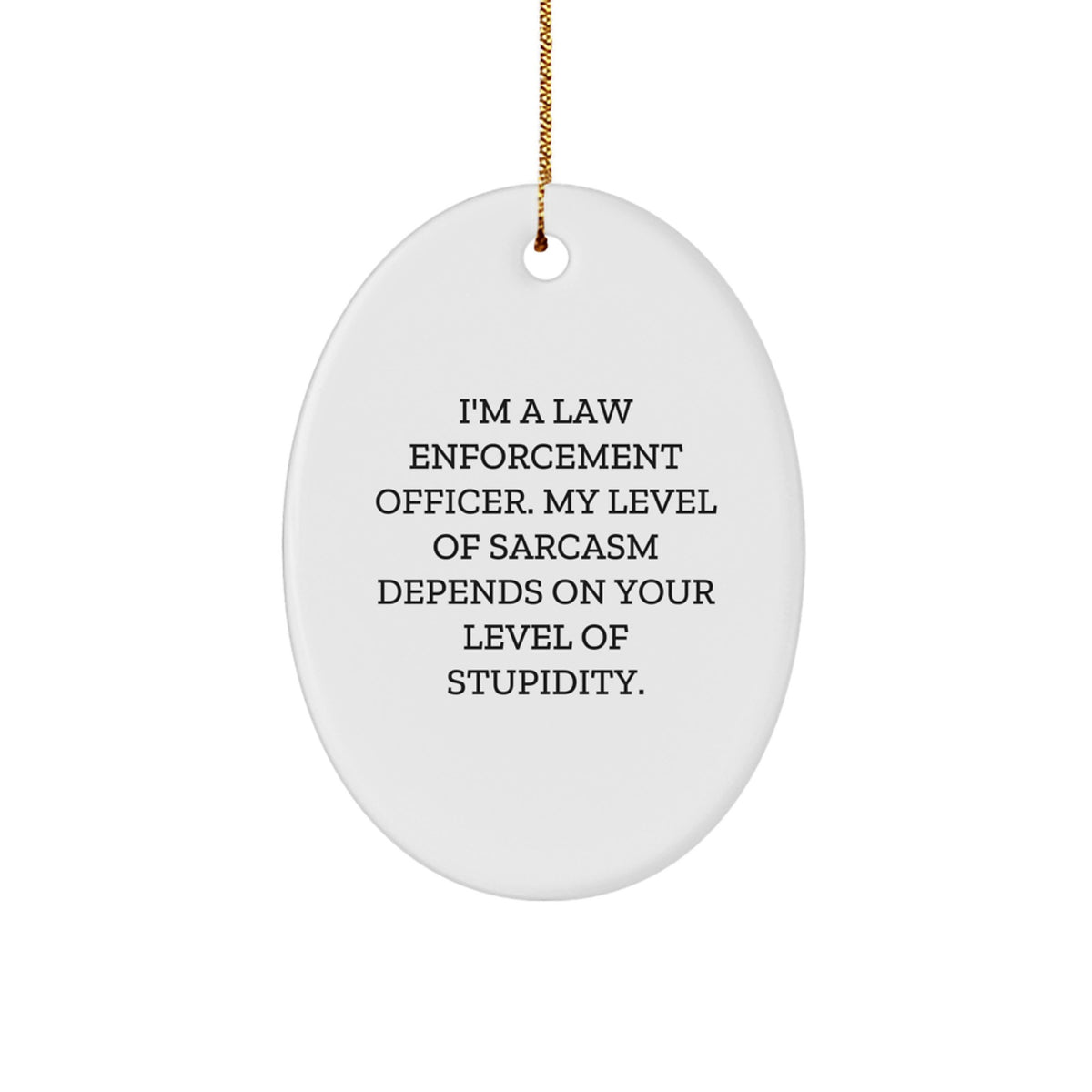 Funny Sarcasm Law Enforcement Officer Oval Ornament Gifts from Friends for Christmas - Image 1