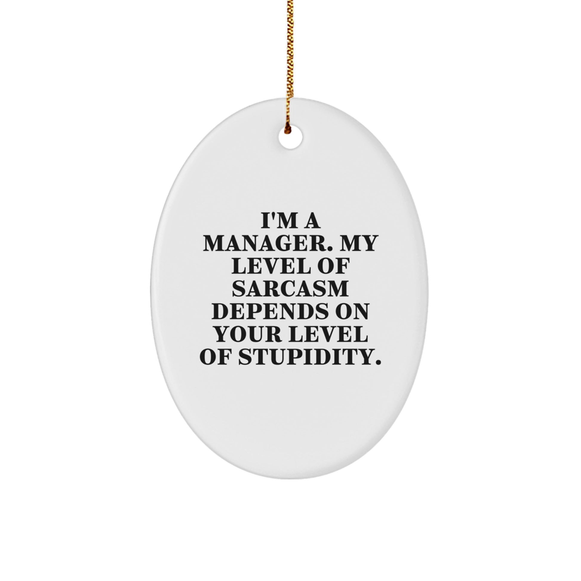 Funny Sarcasm Quotes Gifts for Managers Oval Ornament - Christmas Unique Presents from Friends, Coworkers, Family - Image 1