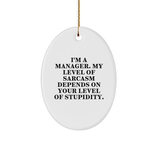 Funny Sarcasm Quotes Gifts for Managers Oval Ornament - Christmas Unique Presents from Friends, Coworkers, Family - Image 1
