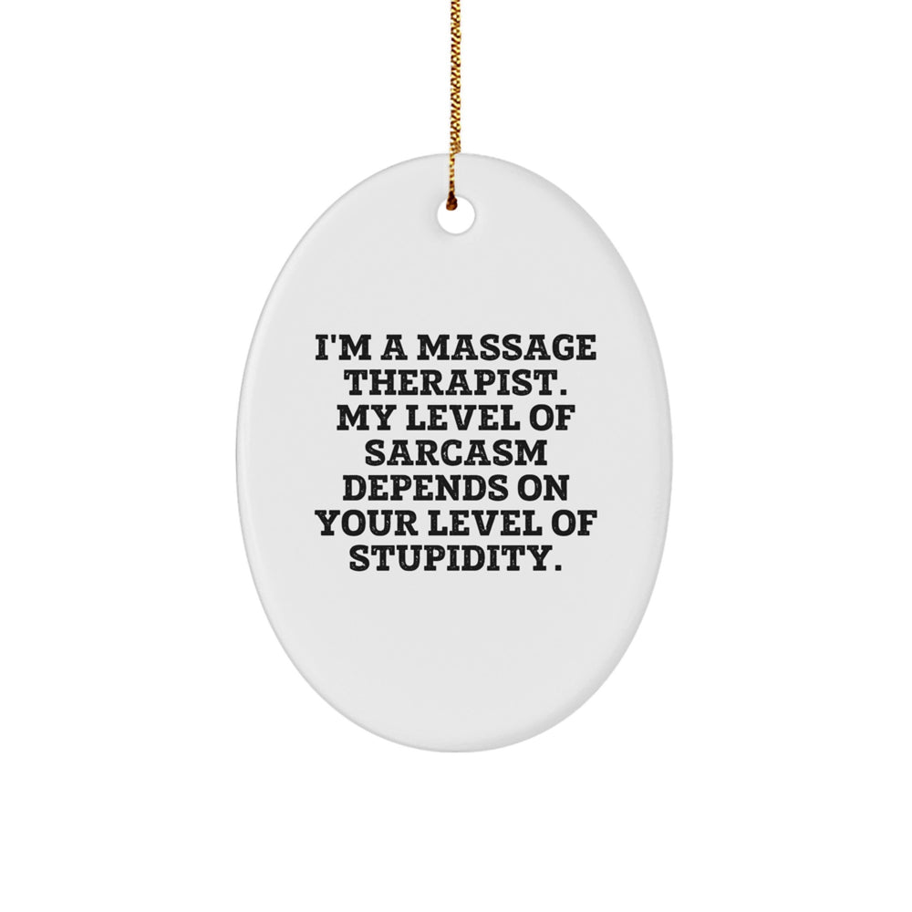 Funny Massage Therapist Gifts from Friends for Christmas - Oval Ornament with Sarcasm Quote Gifts for Massage Therapist - Image 1