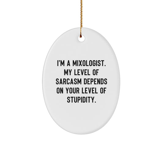 Funny Mixologist Oval Ornaments Gifts from Friends to Mixologists and Men on Christmas Unique - Image 1