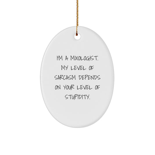 Funny Mixologist Gifts for Him - Oval Ornament with I'm A Mixologist Sarcasm Quote, Christmas Unique Gifts from Friends to Family - Image 1