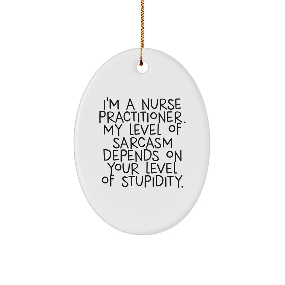 Funny Nurse Practitioner Christmas Unique Gift for Friends, Coworkers, or Family with Sassy Quote - Oval Ornament - Image 1