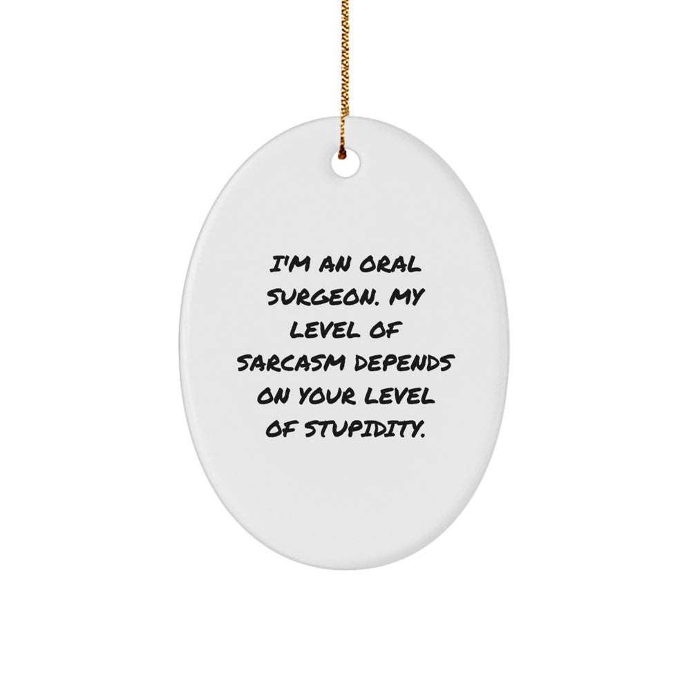 Funny Oral Surgeon Oval Ornament Gifts from Friends and Family, Unique Christmas Memorable Presents for Oral Surgeon Men and Women, Oval Shape with Sarcasm Quote - Image 1