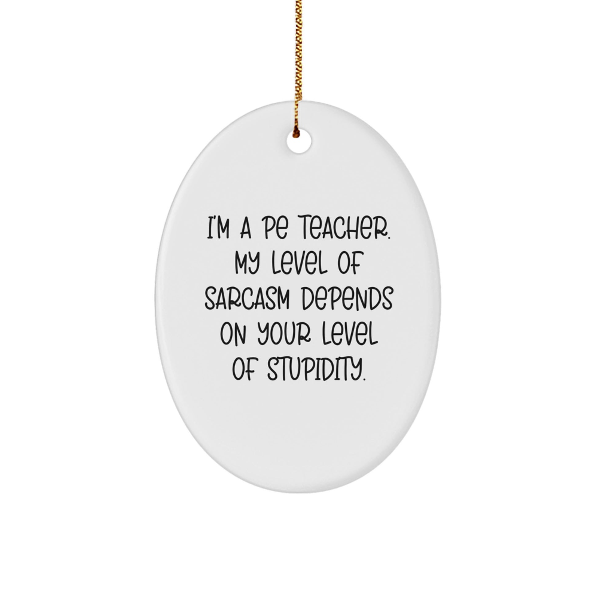 Funny PE Teacher Oval Ornament, Unique Christmas Unique Gifts from Friends or Family with Sarcasm Humor, Decorative Oval Shaped Ornament for PE Teacher - Image 1