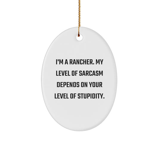 Funny Rancher Gifts for Men Oval Ornament Christmas Unique Presents from Friends - Image 1