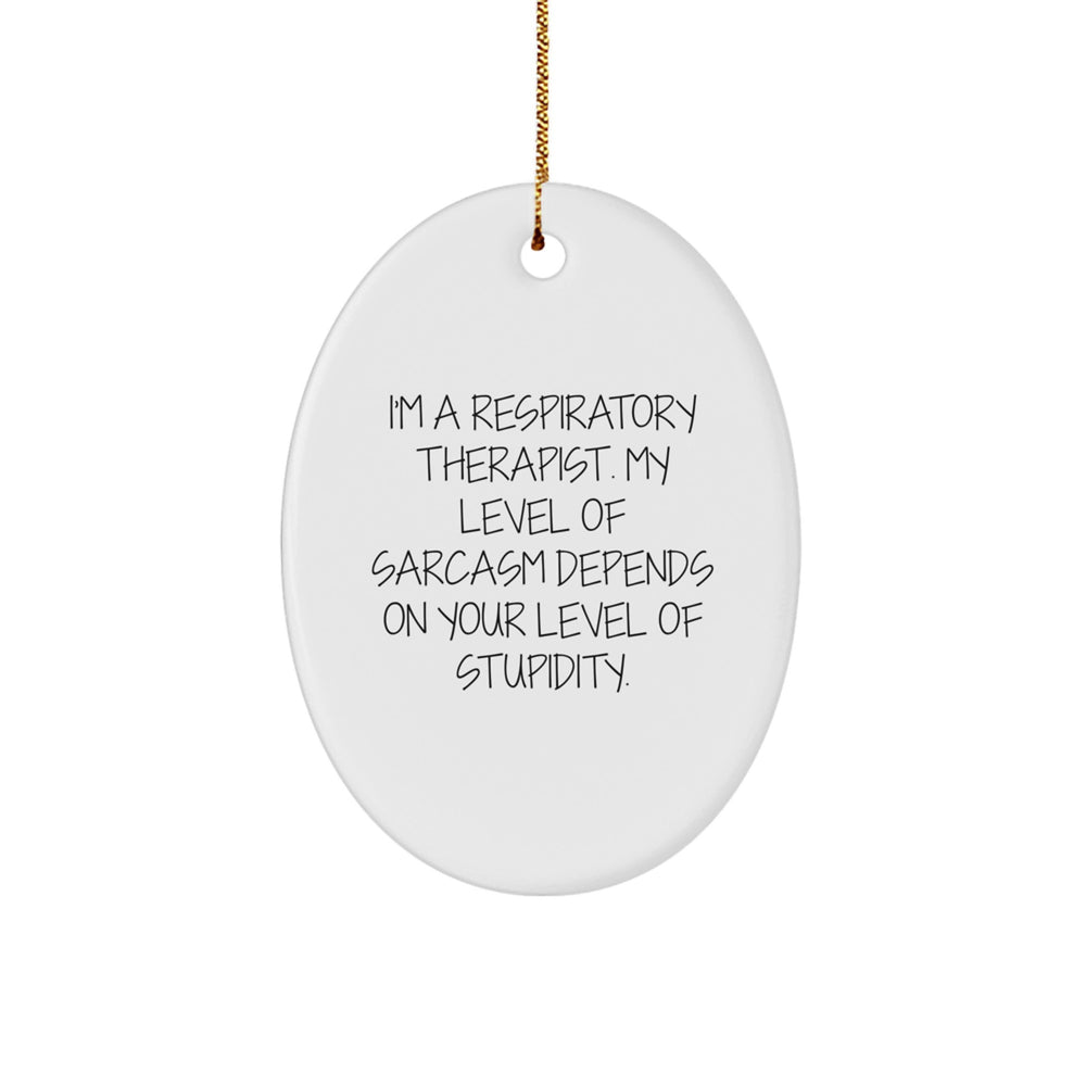Funny Respiratory Therapist Gifts from Friends and Family - Oval Ornament for Respiratory Therapist - Inspirational Sarcasm Quote Christmas Unique Gifts for Respiratory Therapist - Image 1