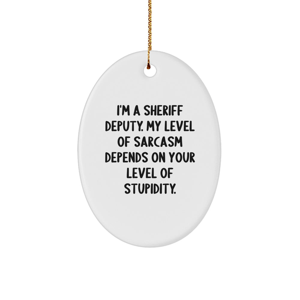 Sheriff Deputy Gifts, Funny Sarcasm Oval Ornament, Gifts from Men to Sheriff Deputy, Perfect Christmas Unique Gifts for Sheriff Deputy, Oval Ornament with Humorous Quote - Image 1