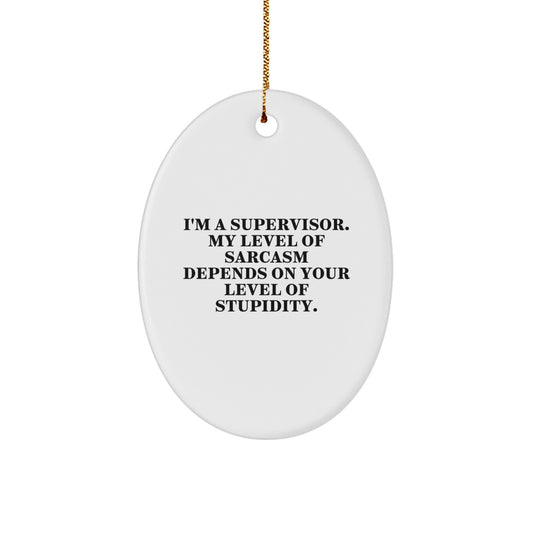 Funny Supervisor Gifts Oval Ornaments for Christmas Unique Presents from Family, Friends, Coworkers, and Loved Ones - I'm A Supervisor Quote - Image 1