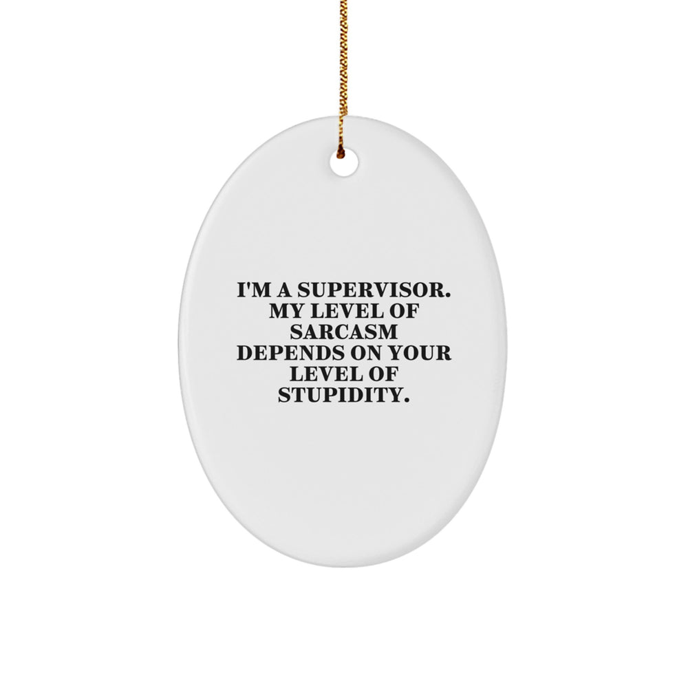 Funny Supervisor Gifts Oval Ornaments for Christmas Unique Presents from Family, Friends, Coworkers, and Loved Ones - I'm A Supervisor Quote - Image 1