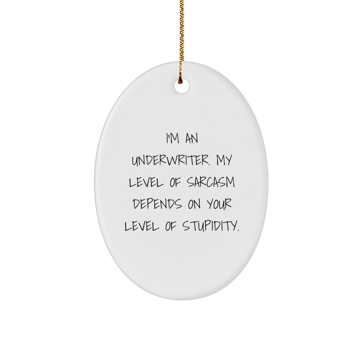 Funny Underwriter Gifts for Men, Oval Ornament Quotes, Christmas Unique Gifts from Friends, Underwriter Oval Decorations - Image 1