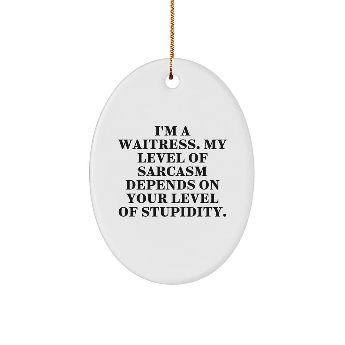 Funny Waitress Gifts from Men to Women, Oval Ornament Humor for Coworkers, Christmas Unique - Image 1