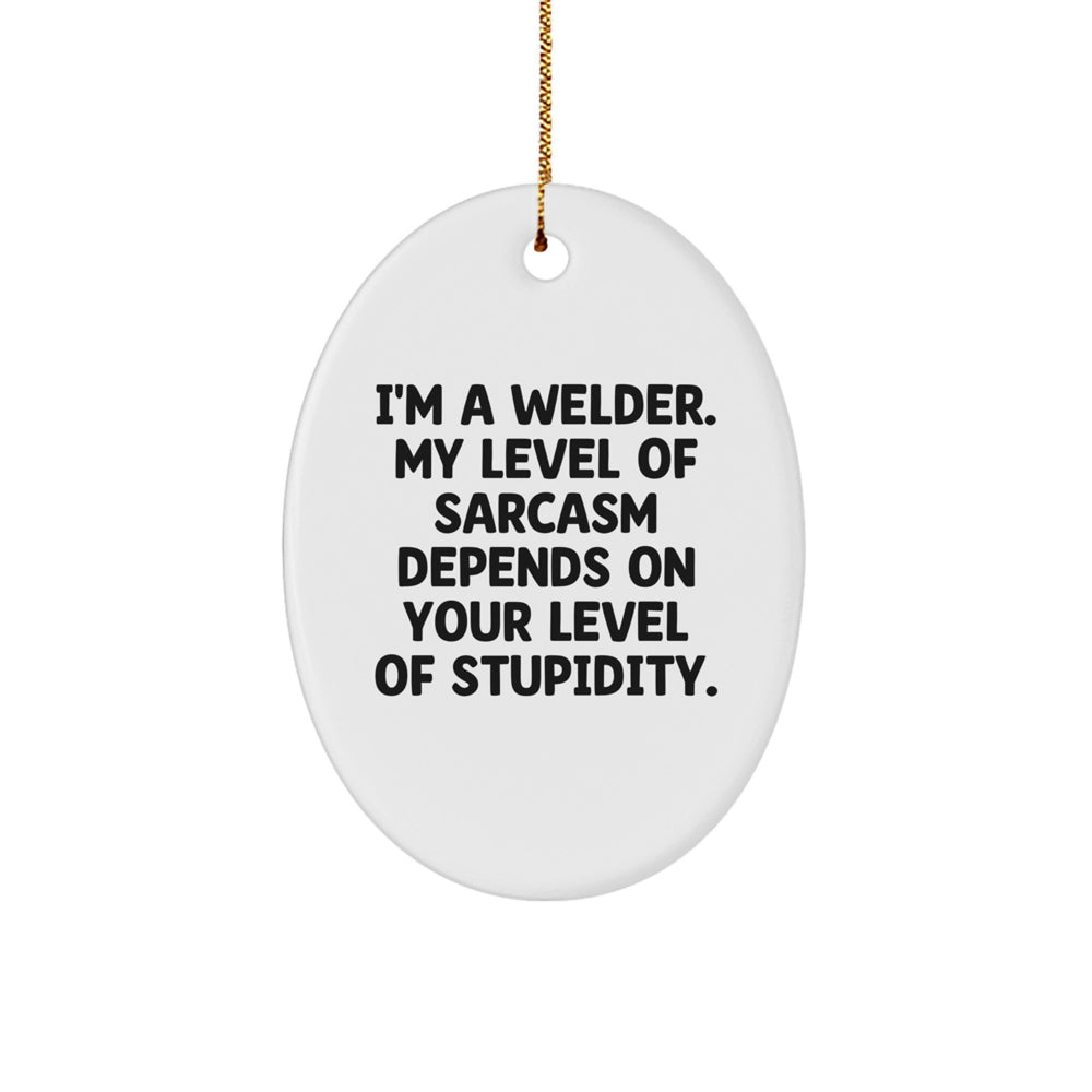 Funny Welder Gifts for Men - Oval Ornament - Sarcasm Depends on Stupidity - Christmas Unique Gifts from Friends - Perfect for Coworkers - Image 1