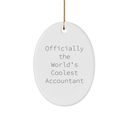 Funny Accountant Gifts, Oval Ornament Officially The World's Coolest Accountant, Christmas Unique Gifts from Men to Woman Accountant - Image 1