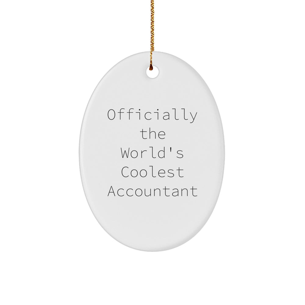 Funny Accountant Gifts, Oval Ornament Officially The World's Coolest Accountant, Christmas Unique Gifts from Men to Woman Accountant - Image 1
