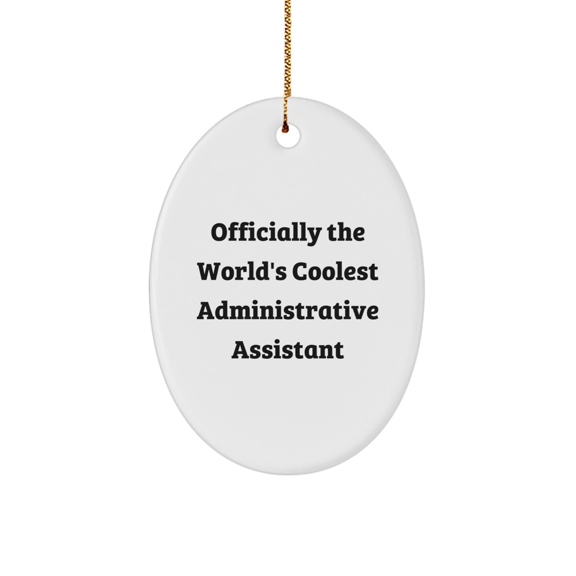 Funny Administrative Assistant Christmas Unique Gifts from Coworkers - Oval Ornament Officially The World's Coolest - Image 1
