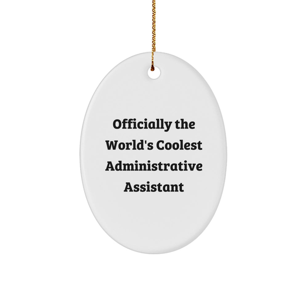 Funny Administrative Assistant Christmas Unique Gifts from Coworkers - Oval Ornament Officially The World's Coolest - Image 1