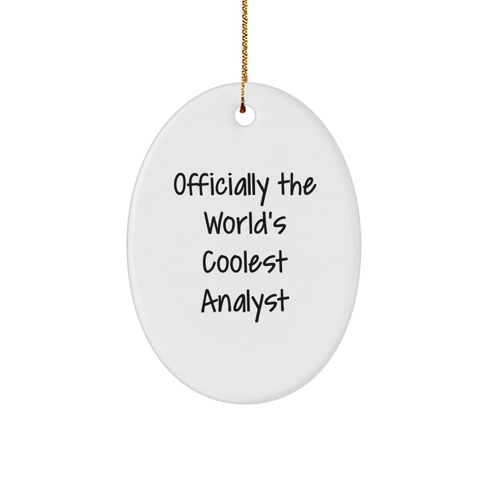 Unique Analyst Gifts for Friends from Men - 'Officially The World's Coolest Analyst' Oval Ornament Christmas Unique Gifts - Image 1