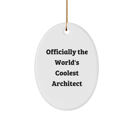 Gifts from Friends for the Officially World's Coolest Architect - Funny Oval Ornament, Architect Christmas Unique Gifts, Unique Oval Shaped Decoration - Image 1