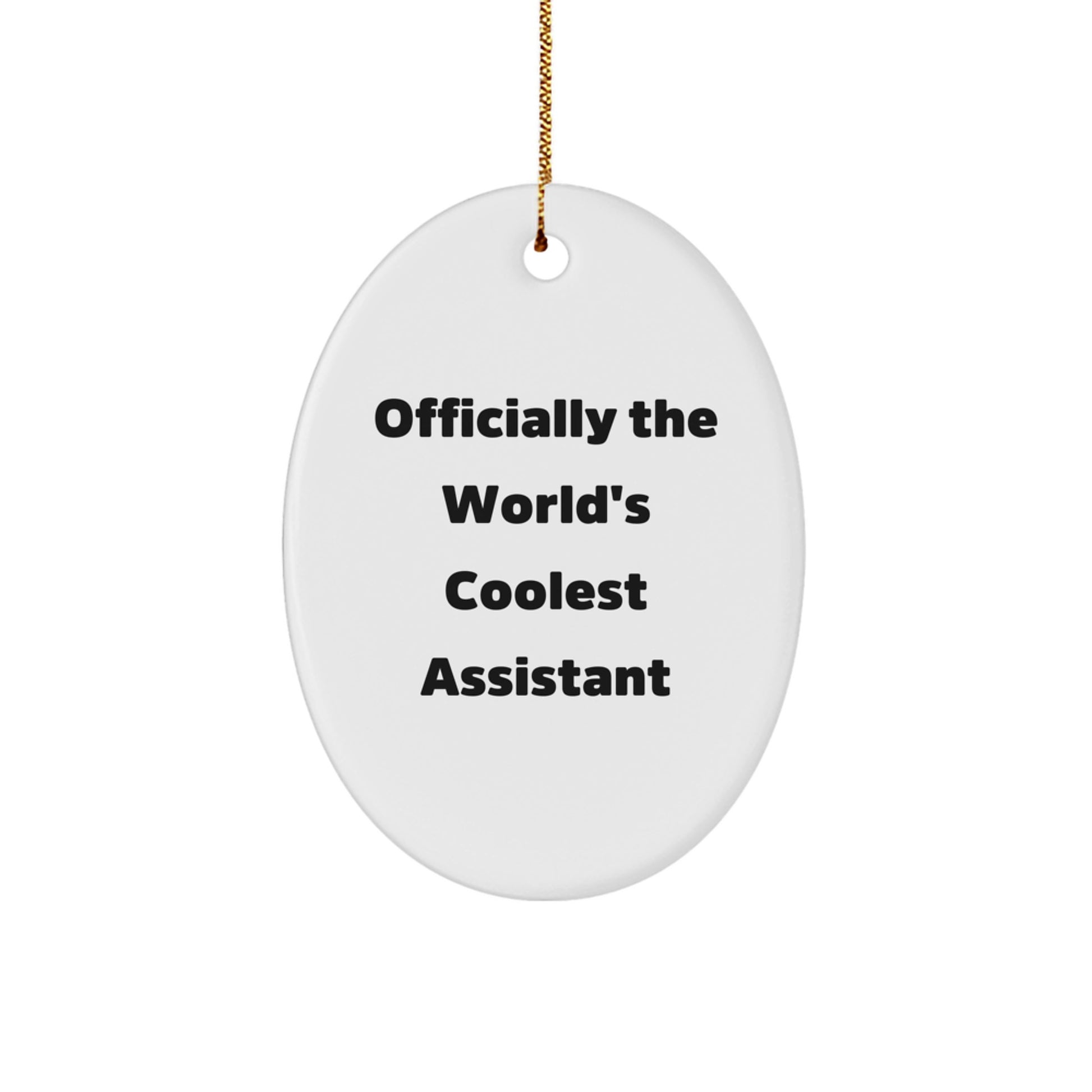 Funny 'Officially The World's Coolest Assistant' Oval Ornament Gifts from Friends, Coworkers, and Family for Christmas - Image 1
