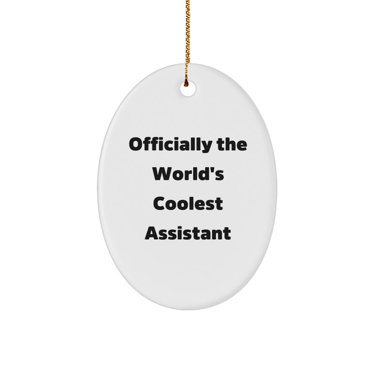 Funny 'Officially The World's Coolest Assistant' Oval Ornament Gifts from Friends, Coworkers, and Family for Christmas - Image 1
