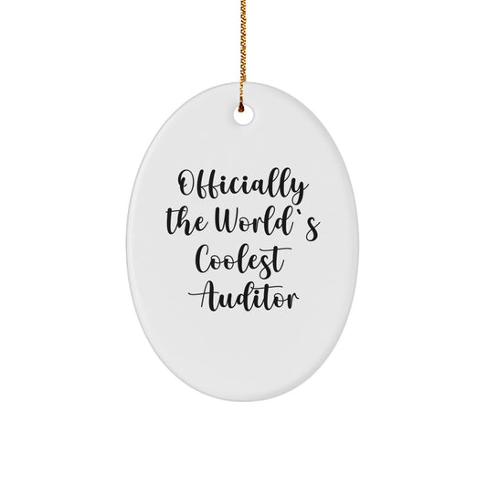 Funny Auditor Gifts from Friends Christmas Unique Oval Ornament - 'Officially The World's Coolest Auditor' - Gifts for Auditor Men - Image 1