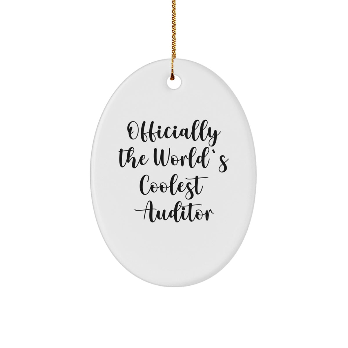 Funny Auditor Gifts from Friends Christmas Unique Oval Ornament - 'Officially The World's Coolest Auditor' - Gifts for Auditor Men - Image 1
