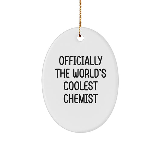 Funny Chemist Oval Ornament Gifts from Friends - Officially The World's Coolest Chemist - Christmas Unique Gifts for Men - Image 1