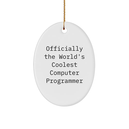 Funny Computer Programmer Gifts from Friends - Officially The World's Coolest Oval Ornament for Christmas Unique Gifts for Men, Women, Family, Coworkers - Image 1