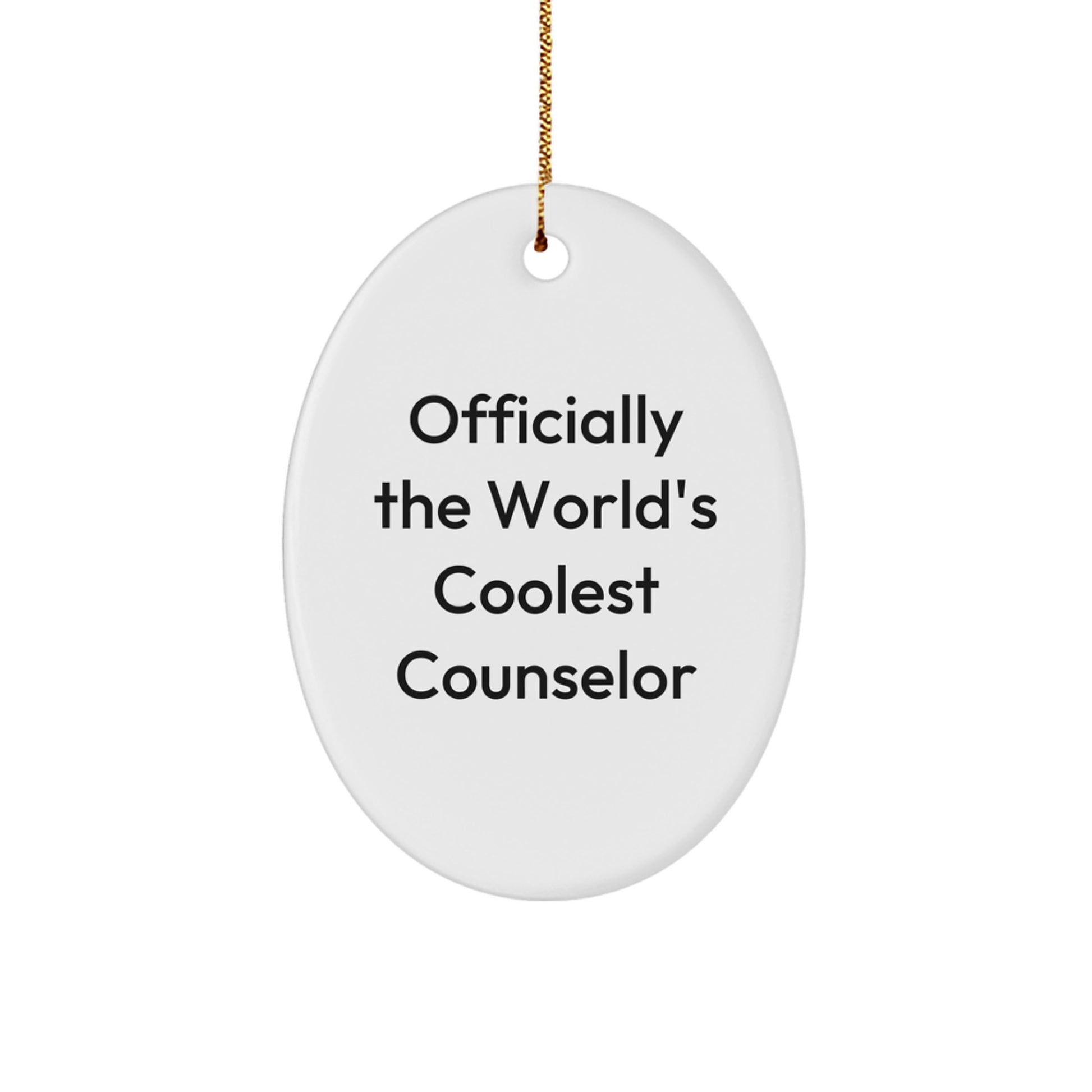Funny Counselor Gifts, Officially The World's Coolest Counselor, Oval Ornament, Christmas Unique Gifts from Friends for Counselor - Image 1