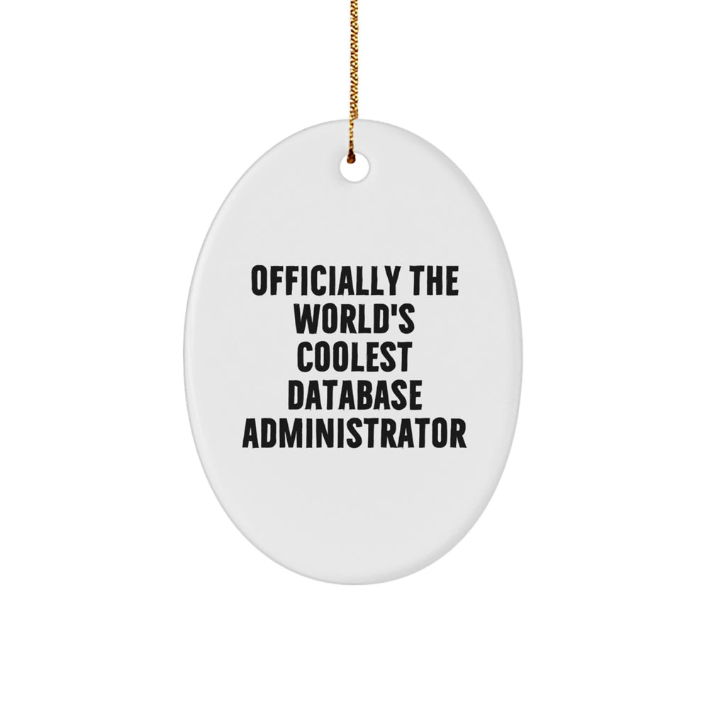Funny DBA Gifts for Men - Officially The World's Coolest Database Administrator Oval Ornament, Unique Christmas Unique Gifts from Men to Database Administrator - Image 1