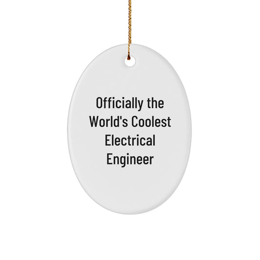 Funny Electrical Engineer Oval Ornament Gifts for Men Friends Family with Inspirational Quote 'Officially The World's Coolest Electrical Engineer' - Image 1